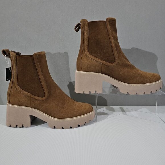 NEW Dolce Vita Hawk H20 Ankle Bootie Womens 10 Brown Suede Chelsea Waterproof - Picture 3 of 14